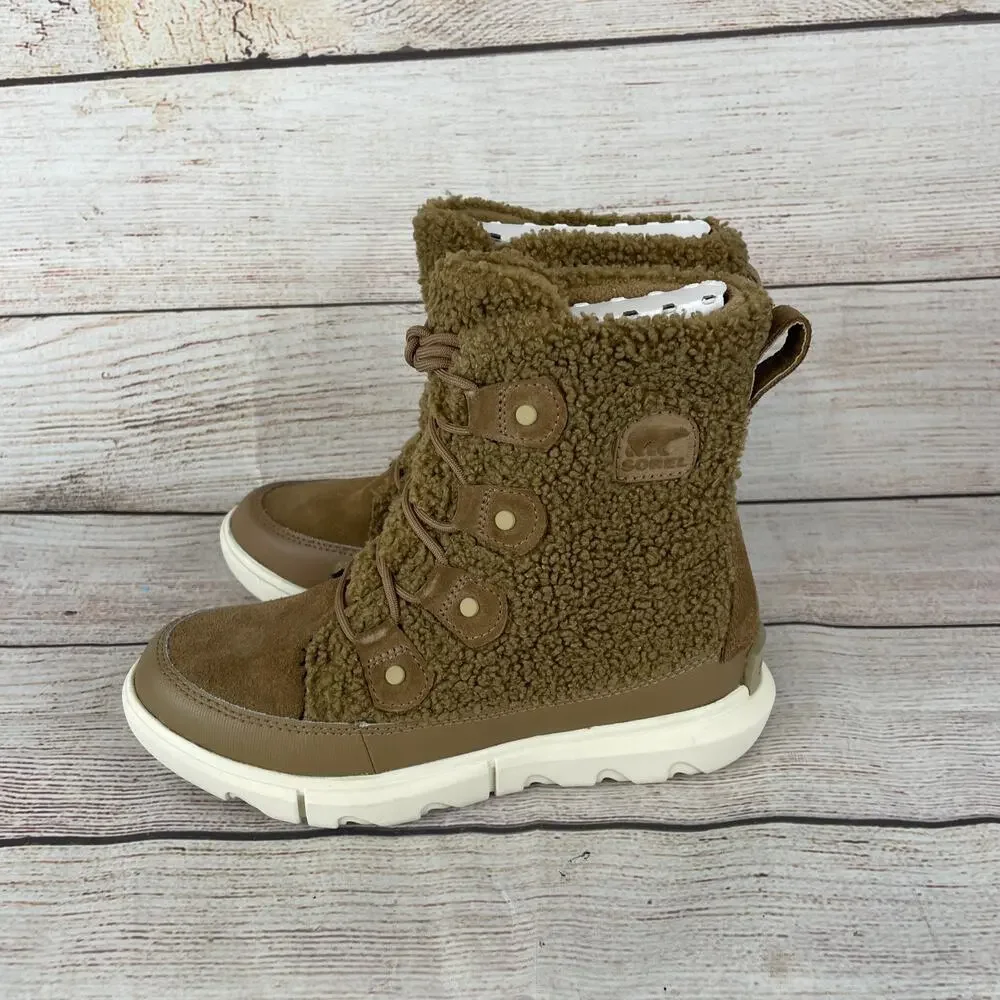 Sorel Explorer II Joan Cozy Womens Sz 6 Snow Boots Tan Fuzzy Delta Dawn